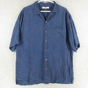 Tommy Bahama Shirt Mens Large Blue Silk Hawaiian Jungle Aloha‎ Rum Camp Casual